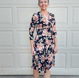 1990's does 1940's VINTAGE FLORAL DRESS xs s